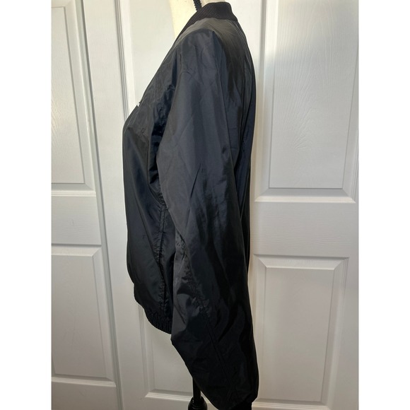 Adidas Women's Windbreaker‎ Jacket Black Medium Satiny Bomber Jacket - Picture 2 of 6